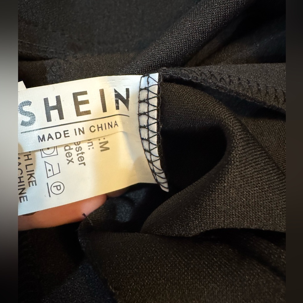 SHEIN Black Ankle Paper Bag Pants with Pockets Featuring Belt With Bow Detail - Picture 2 of 10